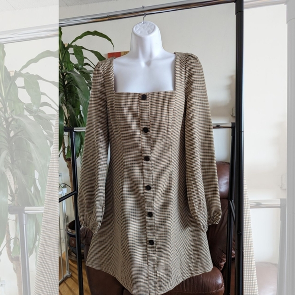 Rihoas / new with tags / Dress / Square Neck Plaid Mini dress - Picture 1 of 3